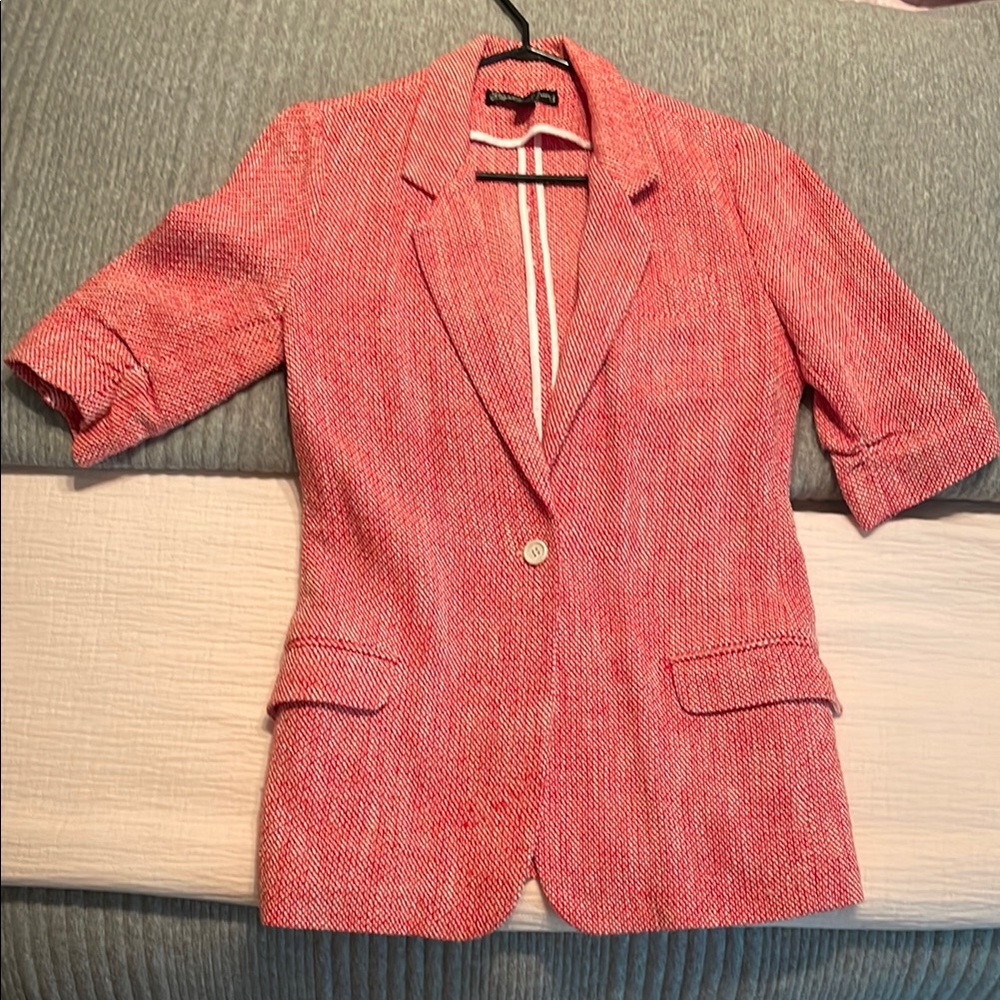 Elizabeth and James Red/White Textured Blazer Jacket